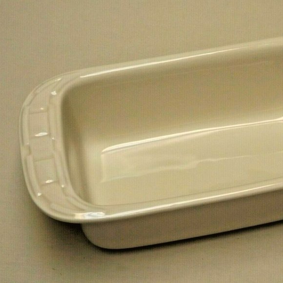 Longaberger Pottery Woven Traditions Heirloom Ivory Small Loaf Dish - Picture 3 of 11